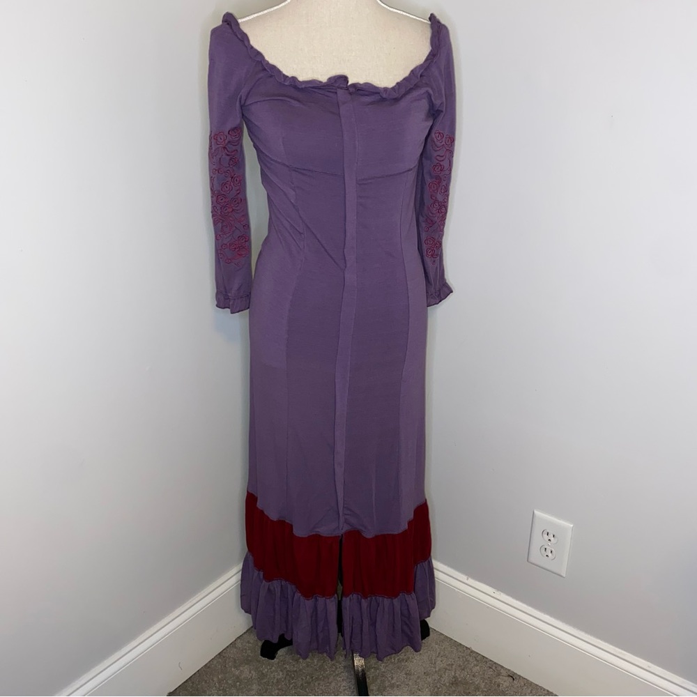 Nuvula Spanish style purple & burgundy knit bodycon maxi dress size Medium
